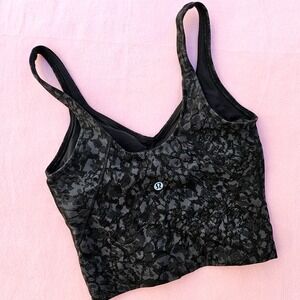 Lululemon Align Tank Top Black Animal Print Crop Bra Women's Size